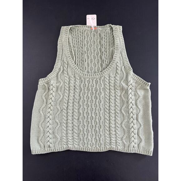 NWT Free People High Tide Cable-Knit Tank Top L - Picture 1 of 10